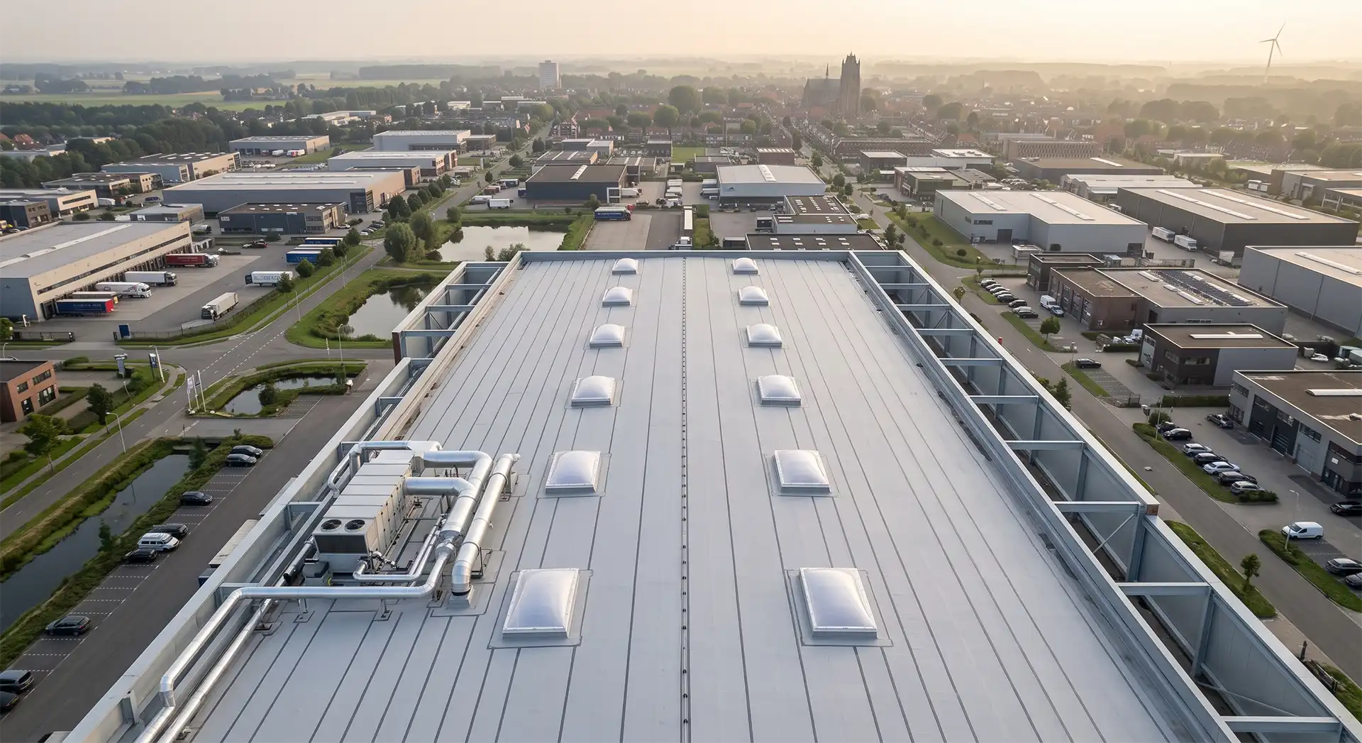 PVC-dakbedekking aangelegd op een bedrijfsdak van 900 m² in Lage Weide